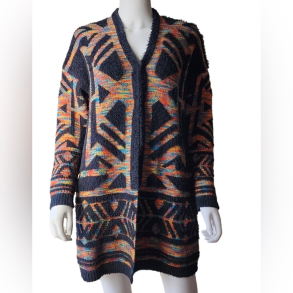 Vibrant Geometric Patterned Cardigan